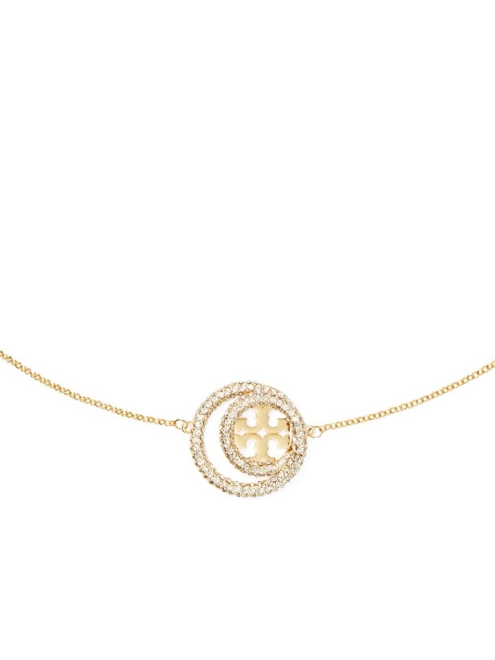 Tory Burch MILLER Pave Double Circle  Pendant Necklace NWT